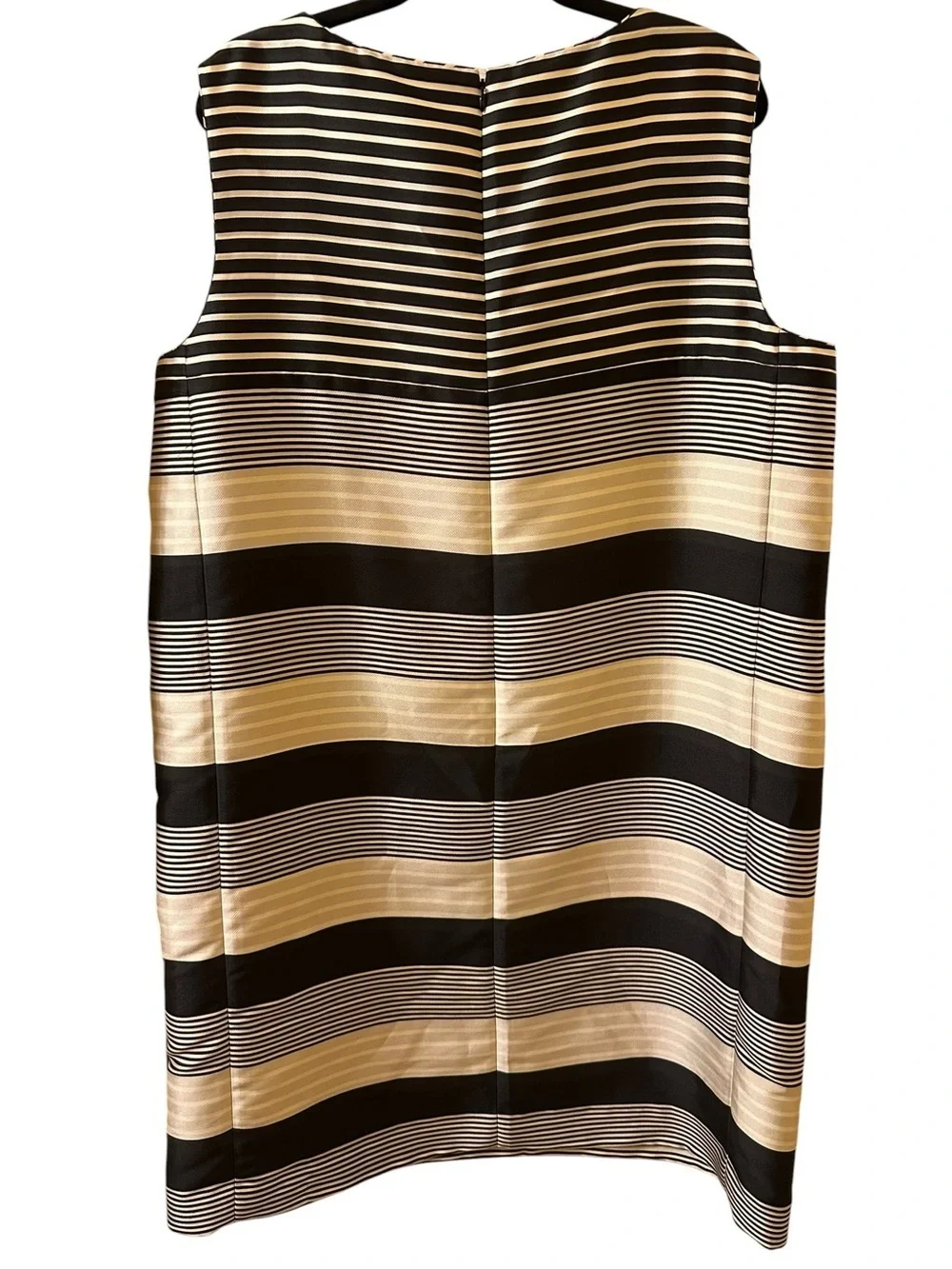 Lafayette 148 New York Black and gray Striped Sleeveless Shift Dress size XXL
